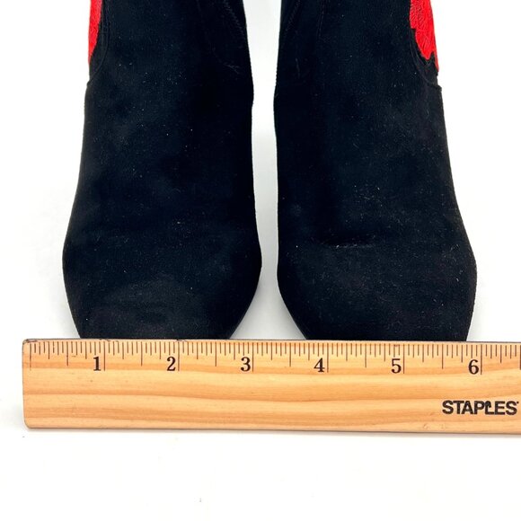 Steve Madden Edit Womens Black Suede Ankle Boots Red Rose Embroidery Side Zipper - Picture 4 of 16